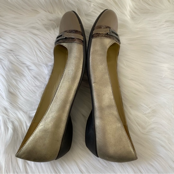 Naturalizer Size 8 Helina Flats Gold Taupe Nude Patent Toe Flexible N5 Comfort - Picture 6 of 10